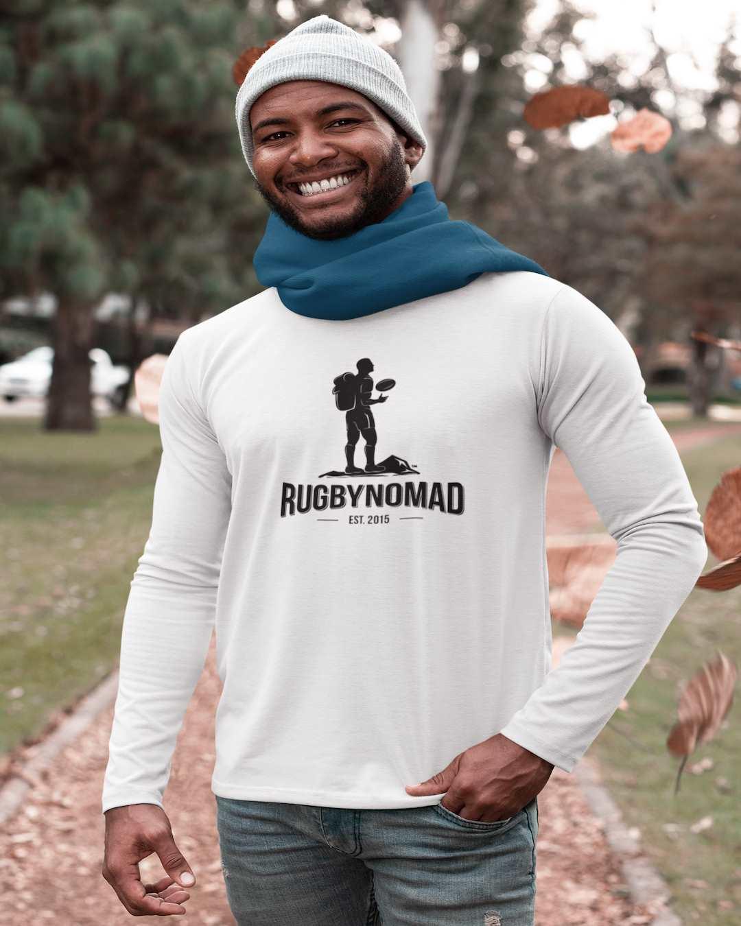 RUGBYNOMAD original logo; est 2015-organic cotton heavyweight long sleeve classic streetwear t shirt